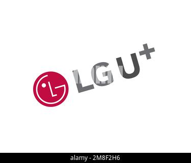 LG Uplus, gedrehtes Logo, weißer Hintergrund Stockfoto