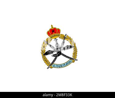 Royal Air Force of Oman, gedrehtes Logo, weißer Hintergrund Stockfoto