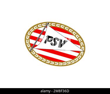 PSV Eindhoven, gedrehtes Logo, weißer Hintergrund B Stockfoto