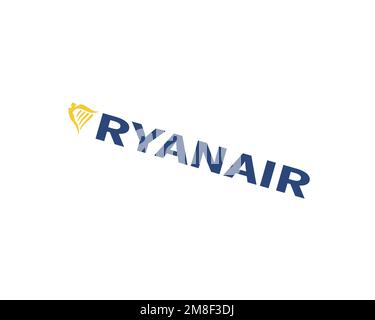 Ryanair, gedrehtes Logo, weißer Hintergrund B Stockfoto