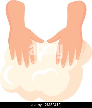 Teig mit der Hand kneten. Symbol für die Zubereitung von Backwaren isoliert auf weißem Hintergrund Stock Vektor