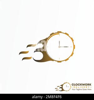 Einfache Kombination aus Uhr, Ausrüstung und Geschwindigkeit Grafik Symbol Logo Design abstraktes Konzept Vektormaterial. Bezogen auf die Dateline oder Geschwindigkeit Stock Vektor
