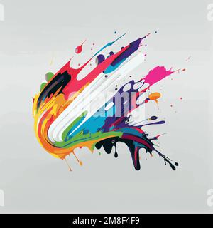 Schlieren, Farbflecken auf weißem Hintergrund, mehrfarbige Farben, Regenbogen – Vektordarstellung Stock Vektor