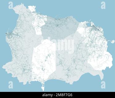 Satellitenansicht der Insel Ischia, Vektor. Gebäude und Häuser, Straßen. Kampanien. Italien. Erdbeben und tektonische Bewegungen Stock Vektor