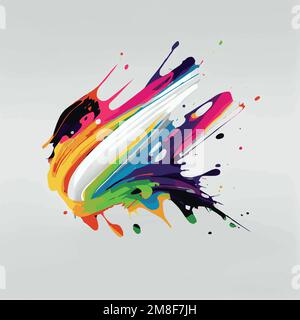 Schlieren, Farbflecken auf weißem Hintergrund, mehrfarbige Farben, Regenbogen – Vektordarstellung Stock Vektor