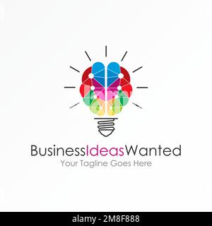 Einzigartige Beleuchtung und Farbe Gehirn mit Gehirnbild Grafik Symbol Logo Design abstraktes Konzept Vektormaterial. Symbol für Kreativität oder Technik Stock Vektor