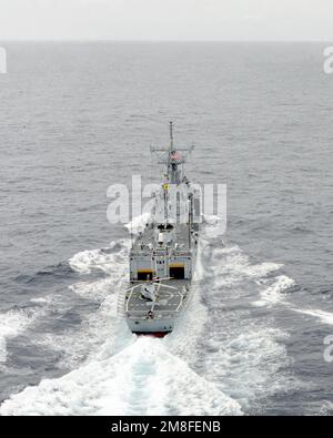 Ein Blick auf die im Gange befindliche geführte Raketenfregatte USS INGRAHAM (FFG-61). Land: Unbekannt Stockfoto