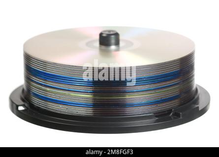 Ein Stapel CD-Disks, isoliert auf weiß Stockfoto