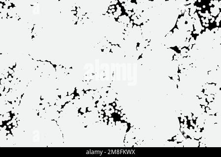 Textur von trockenen Rissen und Fleckenspritzern, schwarzer und weißer Texturhintergrund EPS-Vektor Stock Vektor