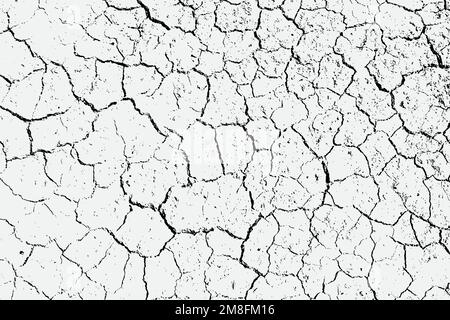 Textur von trockenen Rissen und Fleckenspritzern, schwarzer und weißer Texturhintergrund EPS-Vektor Stock Vektor