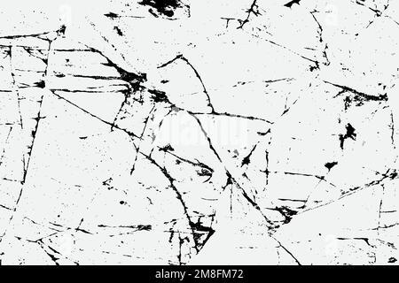 Textur von trockenen Rissen und Fleckenspritzern, schwarzer und weißer Texturhintergrund EPS-Vektor Stock Vektor