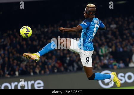 Neapel, Italien. 13. Januar 2023. Victor Osimhen von Neapel während des Spiels SSC Napoli vs Juventus FC, italienisches Fußballspiel Serie A in Neapel, Italien, Januar 13 2023 Kredit: Independent Photo Agency/Alamy Live News Stockfoto