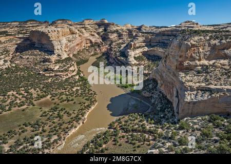 Yampa Canyon of Yampa River, Wagon Wheel Point Overlook, Yampa Bench Road, Dinosaur National Monument, Colorado, USA Stockfoto