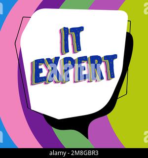 Schreiben mit Anzeige von Text IT Expert. Begrifflicher Fotograf mit einem hohen Kenntnisstand in der Informationstechnologie Stockfoto