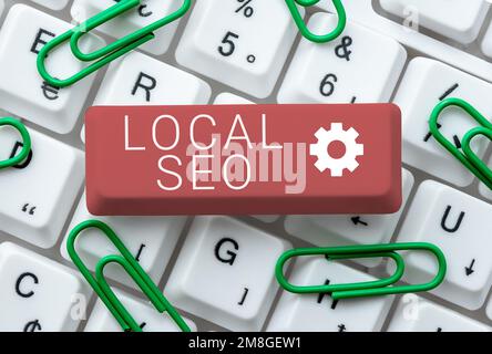 Konzeptionelle Bildunterschrift Lokales Seo. Geschäftsübersicht unglaublich effektive Möglichkeit, Ihr Near Business online zu vermarkten Stockfoto