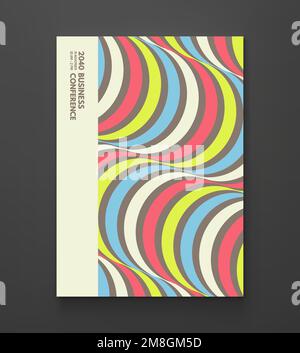 Abstrakte dynamische Vorlage mit gewellten gebogenen Bändern. Modernes Cover-Design. 3D-Vektordarstellung. Stock Vektor
