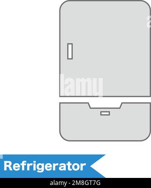 Kühlschranksymbol mit flachem Design. Küchengerät. Bearbeitbarer Vektor. Stock Vektor