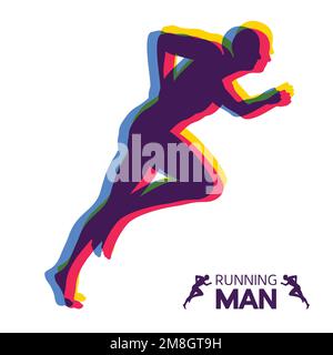 Silhouette einer laufender Mann. Design für den Sport. Emblem für Marathon und Joggen. Vector Illustration. Stock Vektor