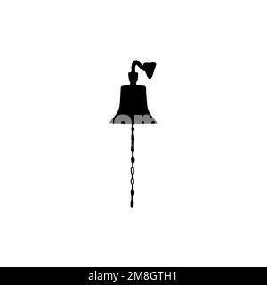 Glockensymbol. Einfacher Stil Frohe Weihnachten großes Sale Poster Hintergrundsymbol. Logo der Glocke. Bell-T-Shirt-Druck. Vektor für Aufkleber. Stock Vektor