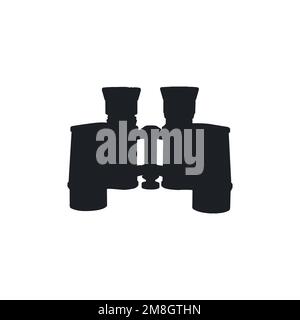 Binokulares Symbol. Einfaches Modeplakat für Jagdläden mit großem Sonderangebot als Hintergrundsymbol. Binokulares Markenlogo. Binokularer T-Shirt-Druck. Vektor f Stock Vektor