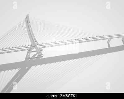Luftaufnahme der Hängebrücke, weißes Digitalmodell, 3D-Darstellung Stockfoto