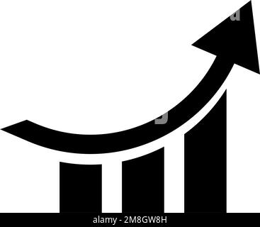 Silhouettensymbol für Balkendiagramm. Steigerung von Gewinn und Umsatz. Bearbeitbarer Vektor. Stock Vektor