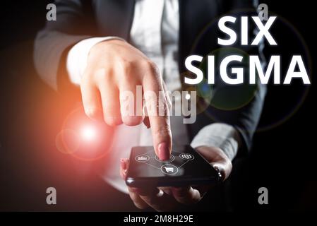 Text mit Inspiration Six Sigma. Managementtechniken für den Geschäftsansatz zur Verbesserung von Geschäftsprozessen Stockfoto