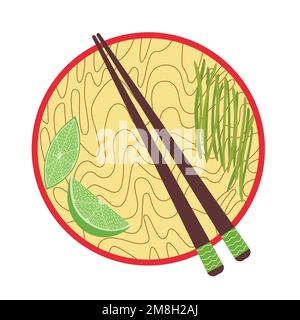 Vektorblock Thai Nudeln flache Illustration Stock Vektor