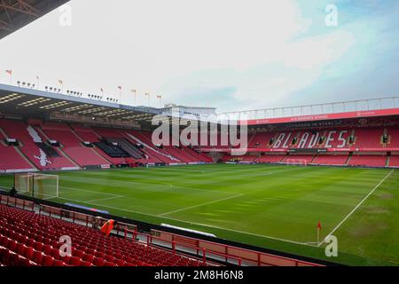 Allgemeiner Blick auf das Bloomfield Road Stadium vor dem Sky Bet Championship-Spiel Sheffield United vs Stoke City in Bramall Lane, Sheffield, Großbritannien, 14. Januar 2023 (Foto: Steve Flynn/News Images) Stockfoto