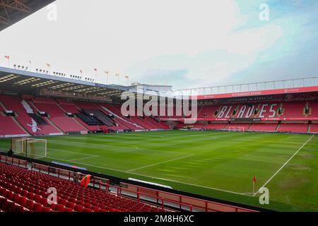 Sheffield, Großbritannien. 14. Januar 2023. Allgemeiner Blick auf das Bloomfield Road Stadium vor dem Sky Bet Championship-Spiel Sheffield United vs Stoke City in Bramall Lane, Sheffield, Großbritannien, 14. Januar 2023 (Foto von Steve Flynn/News Images) in Sheffield, Großbritannien, am 1./14. Januar 2023. (Foto: Steve Flynn/News Images/Sipa USA) Guthaben: SIPA USA/Alamy Live News Stockfoto