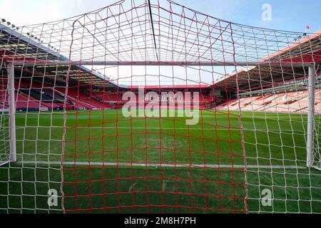 Sheffield, Großbritannien. 14. Januar 2023. Allgemeiner Blick auf das Bloomfield Road Stadium vor dem Sky Bet Championship-Spiel Sheffield United vs Stoke City in Bramall Lane, Sheffield, Großbritannien, 14. Januar 2023 (Foto von Steve Flynn/News Images) in Sheffield, Großbritannien, am 1./14. Januar 2023. (Foto: Steve Flynn/News Images/Sipa USA) Guthaben: SIPA USA/Alamy Live News Stockfoto