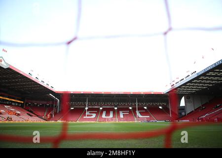 Innenansicht des Stadions vor dem Sky Bet Championship Match in Bramall Lane, Sheffield. Foto: Samstag, 14. Januar 2023. Stockfoto