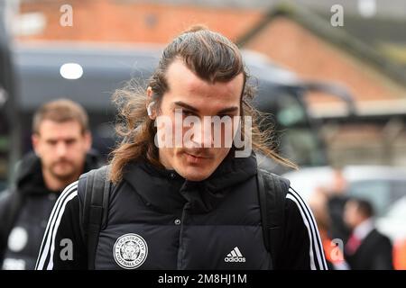 Caglar Soyuncu aus Leicester City während des Premier League-Spiels zwischen Nottingham Forest und Leicester City am City Ground, Nottingham, am Samstag, den 14. Januar 2023. (Kredit: Jon Hobley | MI News) Kredit: MI News & Sport /Alamy Live News Stockfoto