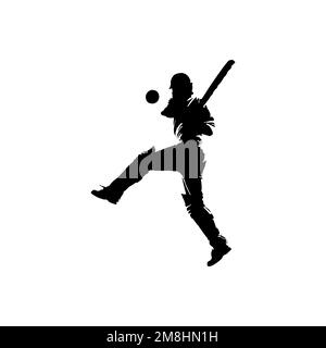 Cricketspieler-Symbol. Einfaches Postersymbol für Cricket-Turniere. Logo der Cricket-Player-Marke. Cricketspieler-T-Shirt-Printi Stock Vektor