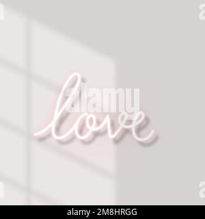 Lieben Sie Neontext mit natürlichem Lichtvektor Stock Vektor