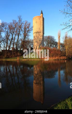 Minnewater Powder Tower, Minnewater Park, Brügge, Belgien Stockfoto