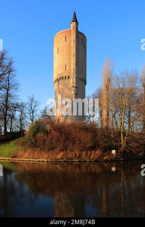 Minnewater Powder Tower, Minnewater Park, Brügge, Belgien Stockfoto