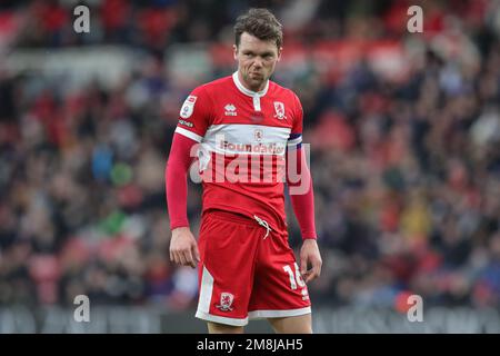 Middlesbrough, Großbritannien. 14. Januar 2023. Jonathan Howson #16 von Middlesbrough während des Sky Bet Championship-Spiels Middlesbrough vs Millwall im Riverside Stadium, Middlesbrough, Großbritannien, 14. Januar 2023 (Foto von James Heaton/News Images) in Middlesbrough, Großbritannien, am 1/14/2023. (Foto: James Heaton/News Images/Sipa USA) Guthaben: SIPA USA/Alamy Live News Stockfoto