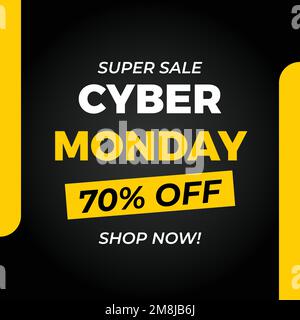 Cyber monday Super Sale. Bis zu 70 % Rabatt auf Banner, Poster Stock Vektor