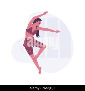 Zeitgenössischer Tanz isolierte Cartoon-Vektor-Illustrationen. Junge Frau, die allein im Studio tanzt, klassische Ballettbewegung, elegante Pose, Training auf der Tanzfläche Stock Vektor