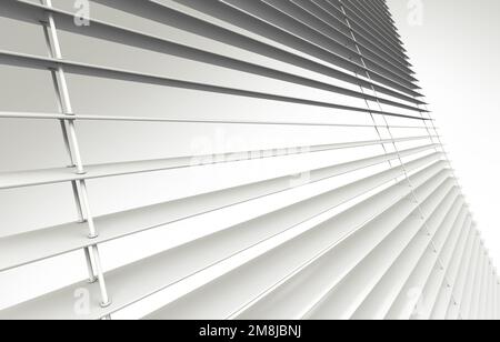 Weiße Fensterblenden auf weißem Hintergrund 3D gerenderte Abbildung. Stockfoto