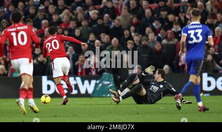 Nottingham, Großbritannien. 14. Januar 2023 Während des Premier League-Spiels auf dem City Ground, Nottingham. Kredit: Sportimage/Alamy Live News Stockfoto