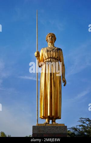 Statue der griechischen Göttin Pallas Athen in Düsseldorf vom Bildhauer Johannes Knubel. Errichtet 1926. Stockfoto