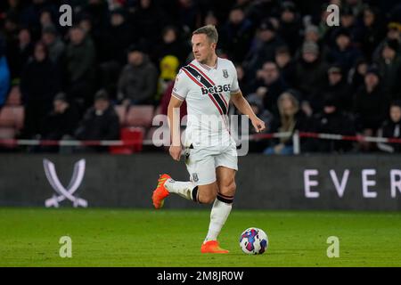 Sheffield, Großbritannien. 14. Januar 2023. Phil Jagielka #6 of Stoke City während des Sky Bet Championship-Spiels Sheffield United vs Stoke City in Bramall Lane, Sheffield, Großbritannien, 14. Januar 2023 (Foto von Steve Flynn/News Images) in Sheffield, Großbritannien, am 1./14. Januar 2023. (Foto: Steve Flynn/News Images/Sipa USA) Guthaben: SIPA USA/Alamy Live News Stockfoto