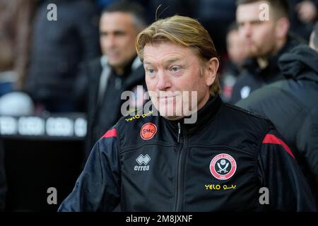 Stuart McCall Coach of Sheffield United Before the Sky Bet Championship Match Sheffield United vs Stoke City in Bramall Lane, Sheffield, Großbritannien, 14. Januar 2023 (Foto: Steve Flynn/News Images) Stockfoto