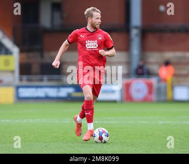 London, Großbritannien. 14. Januar 2023. Adam Thompson von Leyton Orient während der Liga zwei Fußballspiele zwischen Leyton Orient und Barrow im Brisbane Road Stadion, London, am 14. Januar 2023 Gutschrift: Action Foto Sport/Alamy Live News Stockfoto