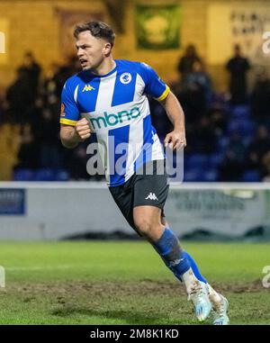 Chester, Großbritannien... 14. Januar 2023 Kurt Willoughby feiert Chester's Equalizer während des Chester Football Club V Curzon Ashton Football Club im Deva Stadium in der National League North (Bild: ©Cody Froggatt) Guthaben: Cody Froggatt/Alamy Live News Stockfoto