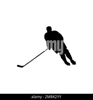 Eishockeyspieler-Symbol. Einfaches Symbol für den Hintergrund eines Hockeyturniers. Logo der Hockeyspielermarke. Hockeyspieler-T-Shirt-Druck. Stock Vektor