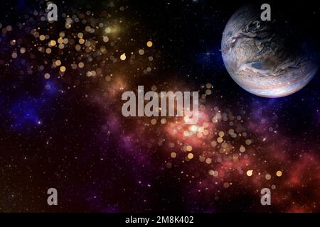 jupiter-Planet im farbenfrohen Sternenuniversum, Elemente dieses Bildes, bereitgestellt von der NASA Stockfoto