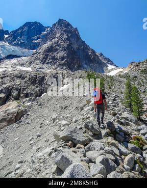 Kletterer auf dem Mount Stuart in Washington Stockfoto